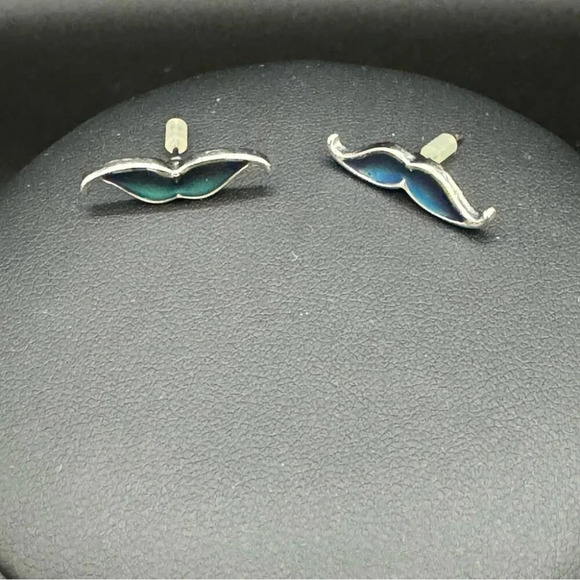 Mood Changing Mustache  Pierced Earrings - Picture 9 of 9
